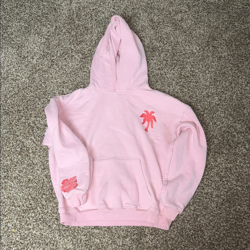 Pink Palm puff pink Women's Hoodie